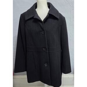 Croft & Barrow Woman's Wool Black Pea Coat Size XL